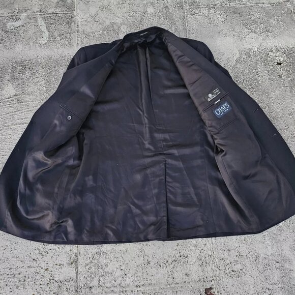 Chaps Men Blazer Black Sport Coat Wook jacket Gold Tone Button Size 42L - Picture 9 of 12